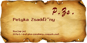 Petyka Zsadány névjegykártya